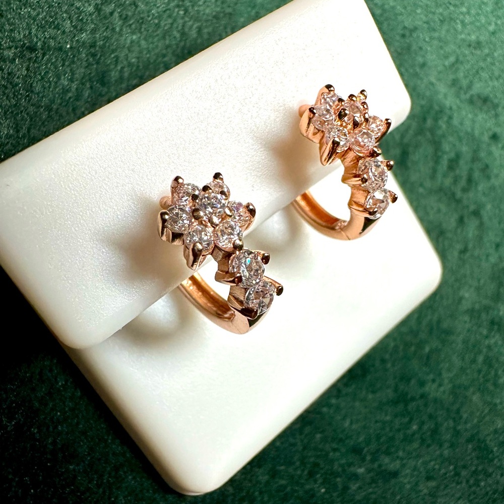 Rose Gold over Sterling Silver Floral Earrings